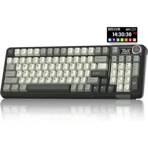 A99 Pro  Mechanical Keyboard with LCD Screen & Metal Knob, 2.4GHz/BT5.0/USB-C, RGB Backlit Gaming Keyboard, Hot Swappable, Creamy Keyboard with Gasket Structure, for Win/