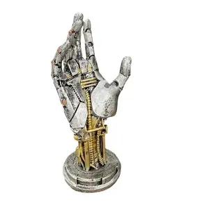 Sci-Fi Punk Mechanical Arm Statue, Abs Material Desk Accessory, Game Manipulator Controller & Headphone Stand, Articulated Fidget Gaming Figurine Unique Decor Gift for Gamers