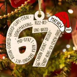 [NEW] Custom Six Seven Ornament, Funny Teen Slang Christmas Ornament, Gen Z Tween Gift for Boys