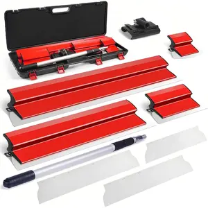 Drywall Skimming  Set, 12", 22" & 32" European Stainless Steel Skimming  with 35"-78"  Adjustable Handle for Drywall, Sheetrock, Wall-Board