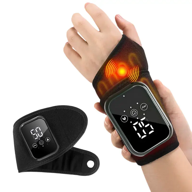 Heated Vibrating Hand Massager Suitable for Both Left And Right Hands - Adjustable Settings - Wireless Heated Wrist Massager - Temperature Control - Wrist Device And Hand Massager with Wrist Support And Joint Stabilizer for Both Men And Women