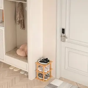 Space Saving Bamboo Vertical Shoe Rack Free Standing Shoe, Suitable for Adjustable Rack Design in High and Narrow Spaces, Suitable for Entrances, Wardrobes, Corners, and Doorways, Shoe Organization | Modern Shoe Storage | Adjustable Rack