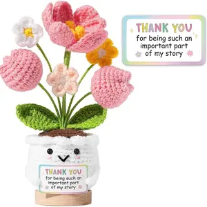 Tulip Flower Emotional Support Crochet Thank You Gifts for Women Easter Mothers Day Birthday Gifts for Mom Appreciation Gift for Teacher Coworker