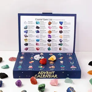 24-Piece Crystal Advent Calendar, New Christmas Countdown Gift Set, Natural Exploration Theme, Perfect for Geology Enthusiasts, Quartz Crystals