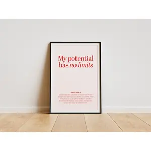 Growth Mindset Poster: My Potential Has No Limits, Blush Pink (Digital Download)