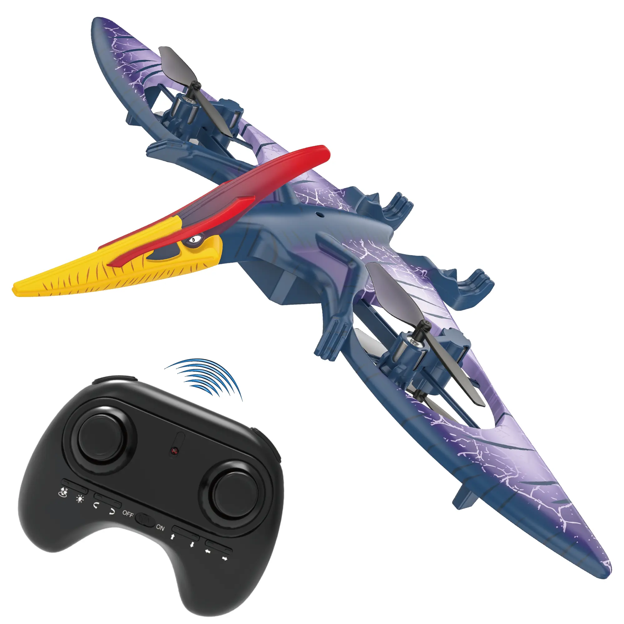 Jupiter Creations Dino Drone RC Pterosaur with 2.4G Remote Control LED Lights Dinosaur Sounds Multiple Speeds Hover Mode One Key Takeoff Landing Indoor Outdoor Use