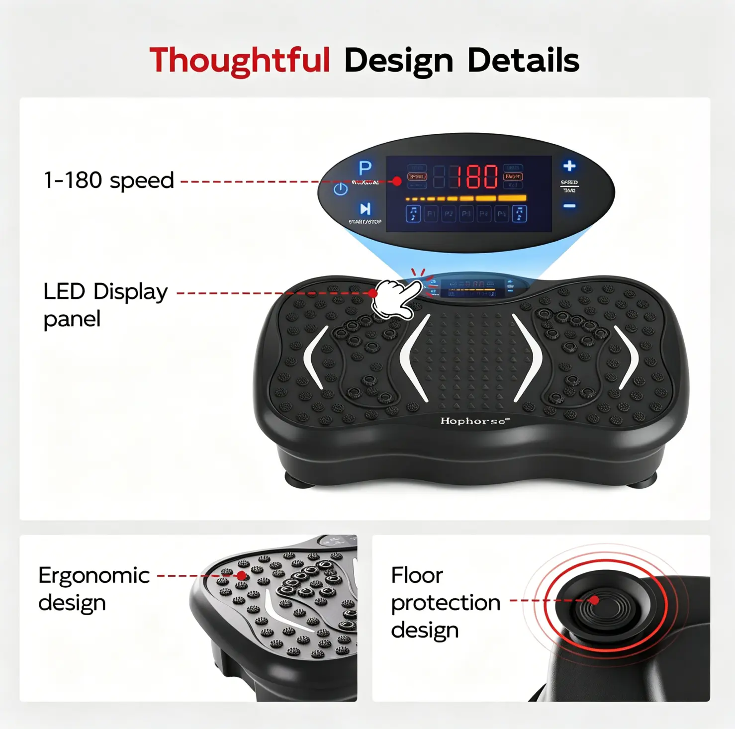 vibrating machine for women HopHorse Vibration Plate Exercise Machine 180 Speed Oscillating Platform  330 lbs Capacity Full-Body Workout for Men Women Home Gym with Remote LED  Display Vertical Stepper