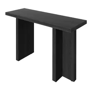 42 Inch Black Relief Finish Entryway Console Table T-Leg MDF Table with 3D Paper Laminate Narrow Table for Hallway Living Room Modern Minimalist Style Functional Design