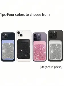 Stylish Luxury Sparkling Diamond Minimalist Universal Adhesive Phone Back Card Holder Bag, Phone Back Wallet Pocket,Compatible With Most Smartphones,Suitable For Men And Women,For Daily Use, Back To School,Vacation,Commuting,Birthday Gift, Holiday Gift