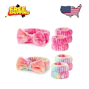 6PCS Spa Headband and Wristband Set for Face Washing