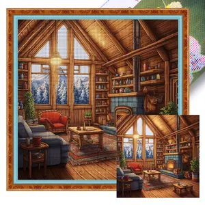 Full Embroidery Eco-cotton Thread 14CT Printed Room Cross Stitch Kit Art 50x50cm
