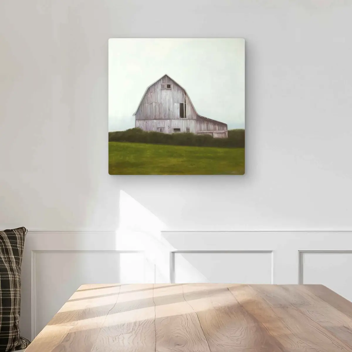 212 MAIN Vintage Aluminium Metal Barn Wall Art - 16x16 in Red Panel Print, Lightweight Unique Artwork, Barn Scene Nature Art, Living Room Decoration, Ideal Home Supplies Gift, Aluminum, Durable