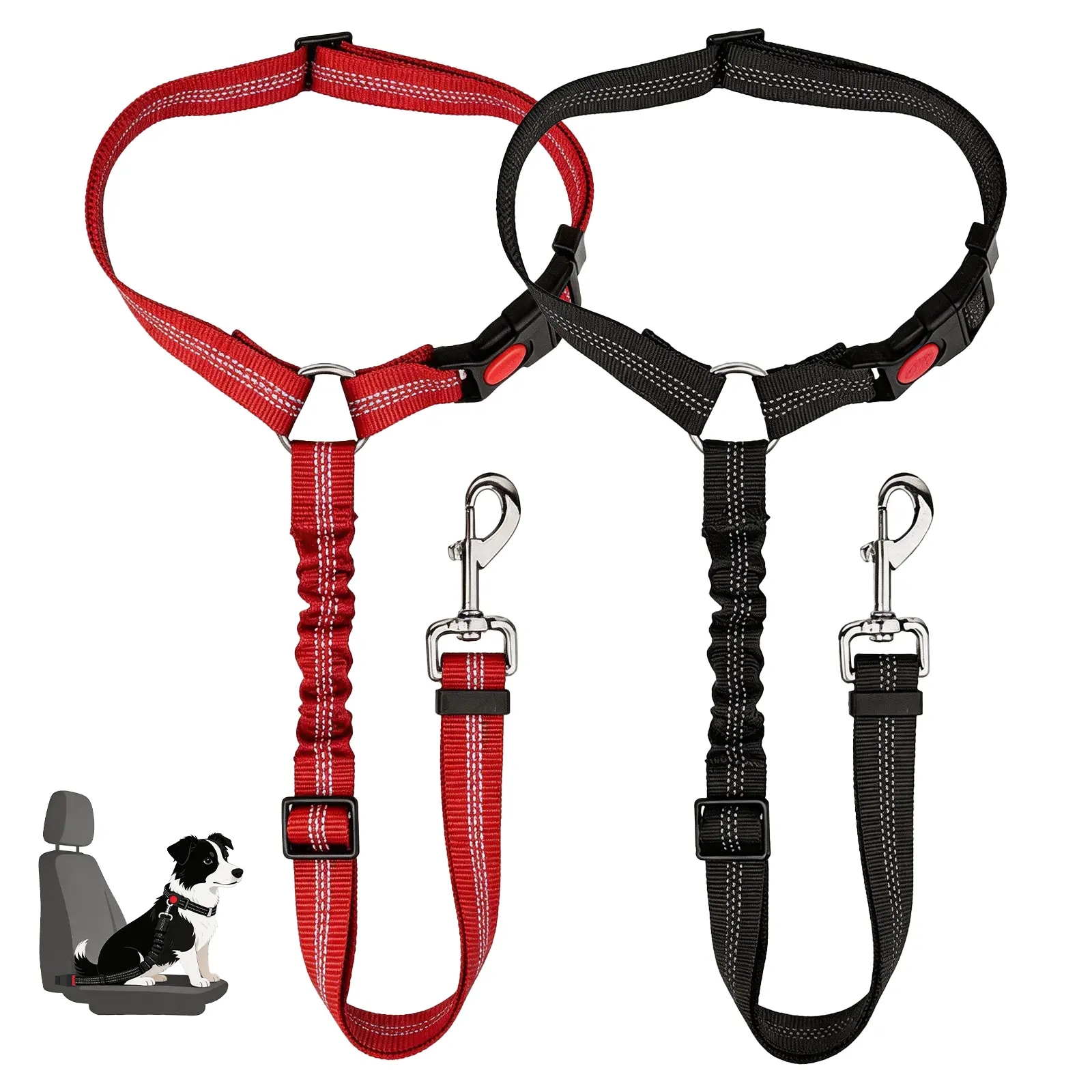 Headrest Dog Car Safety Seat Belt, Adjustable Length Multifunctional Car Safety Belt Leash, Spring Car Travel, Dog Owners Drive with Peace of Mind