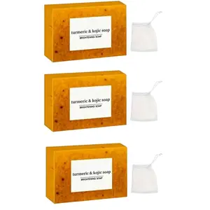 Lemon Turmeric Kojic Soap, Turmeric Soap for Spots Remover with Vitamin C, Lemon, Retinol Collagen, Shea Butter More Moisturizing for Face and Body Cleanser Cleansing Gentle daily skin