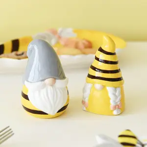 Ceramic salt and pepper shaker with creative bee elf design can be used as a decorative ornament