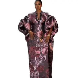 Boubou Dress Luxury African Dress with Elegant Floral Print Asymmetric Design for Special Occasions Handmade Pure Silk Rich Brocade Fine Cotton. Bubu . African dress
