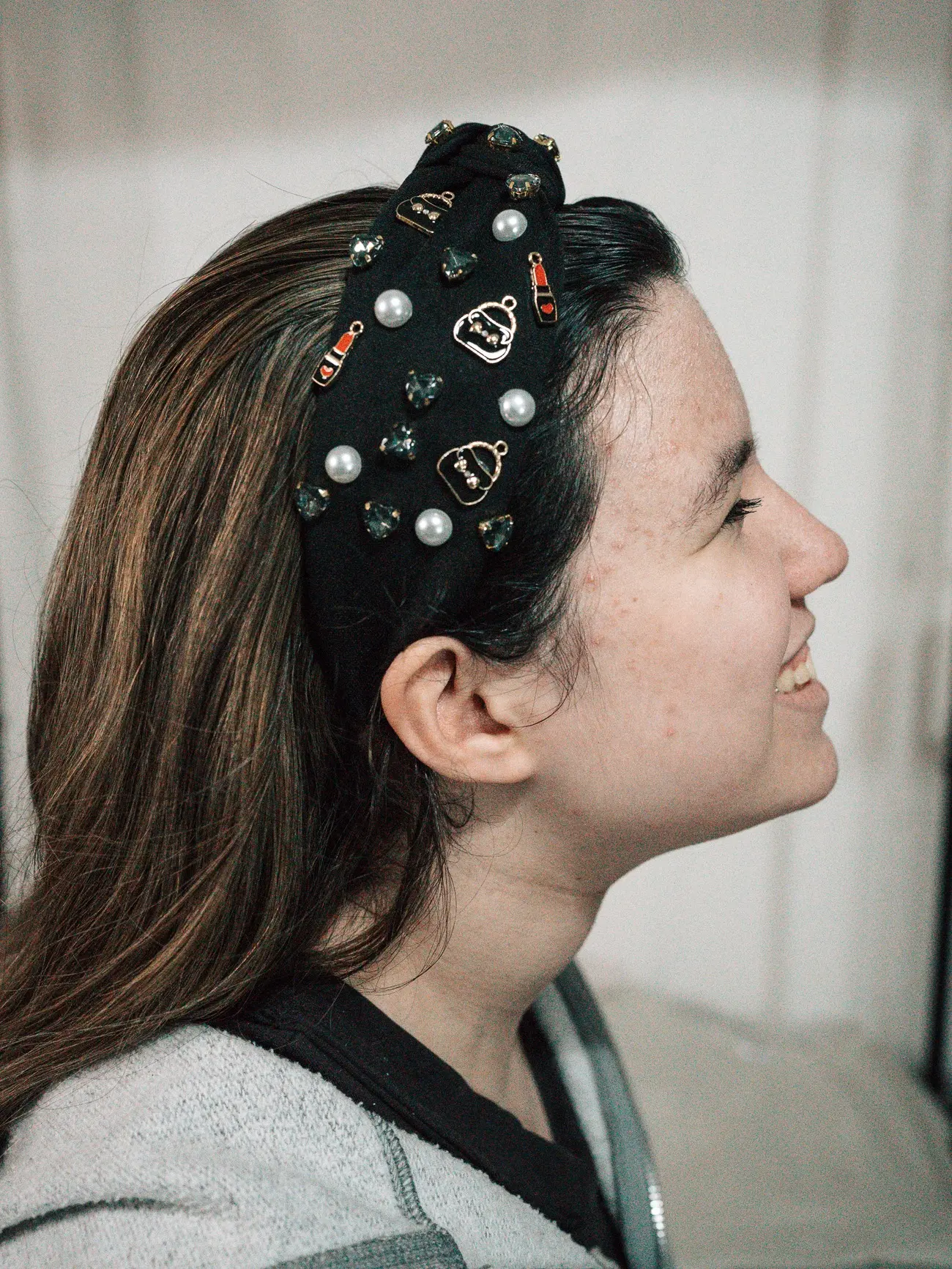 Black Knotted Headband, Jeweled Headband, Preppy Headband