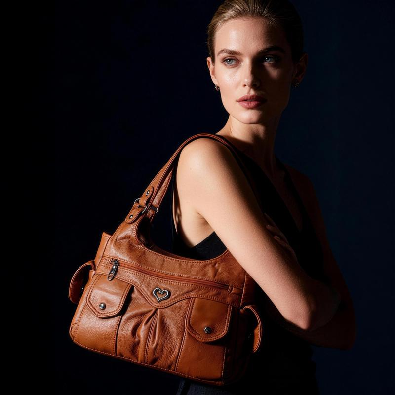 Women's Punk Rivet Studded Purse, PU Leather Funky Satchel Shoulder Handbag with Multi Pockets for Daily Use