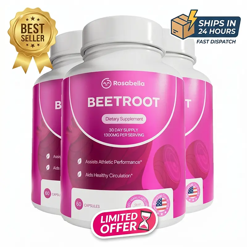 3 Pack of Rosabella Organic Beetroot Capsules (1300mg) for Blood Flow & Heart Health