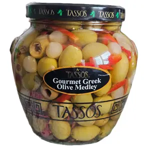 Tassos Gourmet Greek Olive Medley - Authentic Greek Olives in a Jar - Perfect for Snacking and Cooking - Tassos Brand 59.26 oz