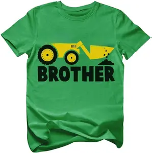 Tstars Construction Tractor Big Brother Shirt Pregnancy Baby Announcement Gifts for Boys Sibling Toddler Kids T-shirt