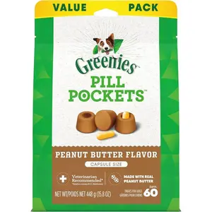 Greenies Pill Pockets for Dogs Large – 15.8 oz Peanut Butter Flavor Capsule Medication Treats