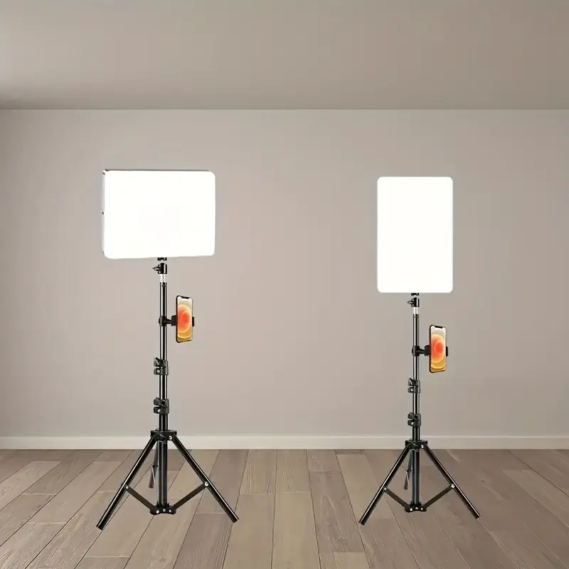 Video Light 10.0 Inch with Adjustable Tripod Stand, 43.31 Inch Stand, Ideal for Studio Flash Photography Makeup Meetings Group Selfie Live Streaming Photographic Fill Light, Studio Video Lighting, Photography Lights