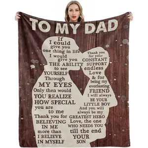Gifts for Dad from Son to My Dad Blanket Best Gift for Fathers Day Birthday Christmas Valentines Day Bday Present Idea for Father Husband Men Him Healing Thoughts Throw Blanket 60''x50'', Printed on One Side with a Plain White Back, Halloween Thanksgiving