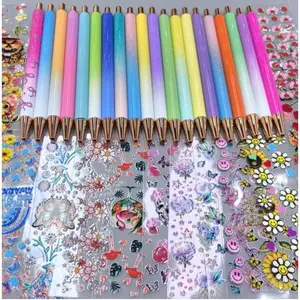 74pcs Small Glitter Metal Pen Sticker Set for DIY Craft  Suitable for Teachers and Students As Gifts