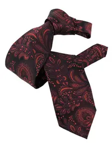 DMITRY 7-Fold Red Patterned Italian Silk Tie
