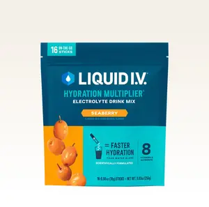 Liquid I.V. Hydration Multiplier - Seaberry - Hydration Powder Packets | Electrolyte Powder Drink Mix | Convenient Single-Serving Sticks | 8 Vitamins & Nutrients | 1 Pack (16 Servings)