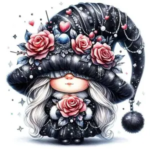 5D DIY Full Drill Round Diamond Painting - Diamond Art Painting Kit, Diamond Painting Kits, Magic Snail Hat, Pink Rose, Mosaic, Canvas, DIY Painting, Home Wall Decor, Suitable for Halloween, Christmas, Birthday and Anniversary Gifts