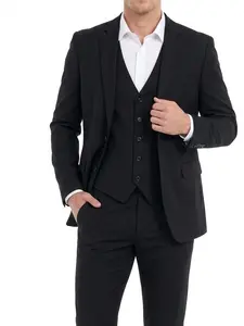 Men's 3-Piece Slim Fit Suit Set – Modern Stretch Suit with Vest | Wedding, Business & Formal