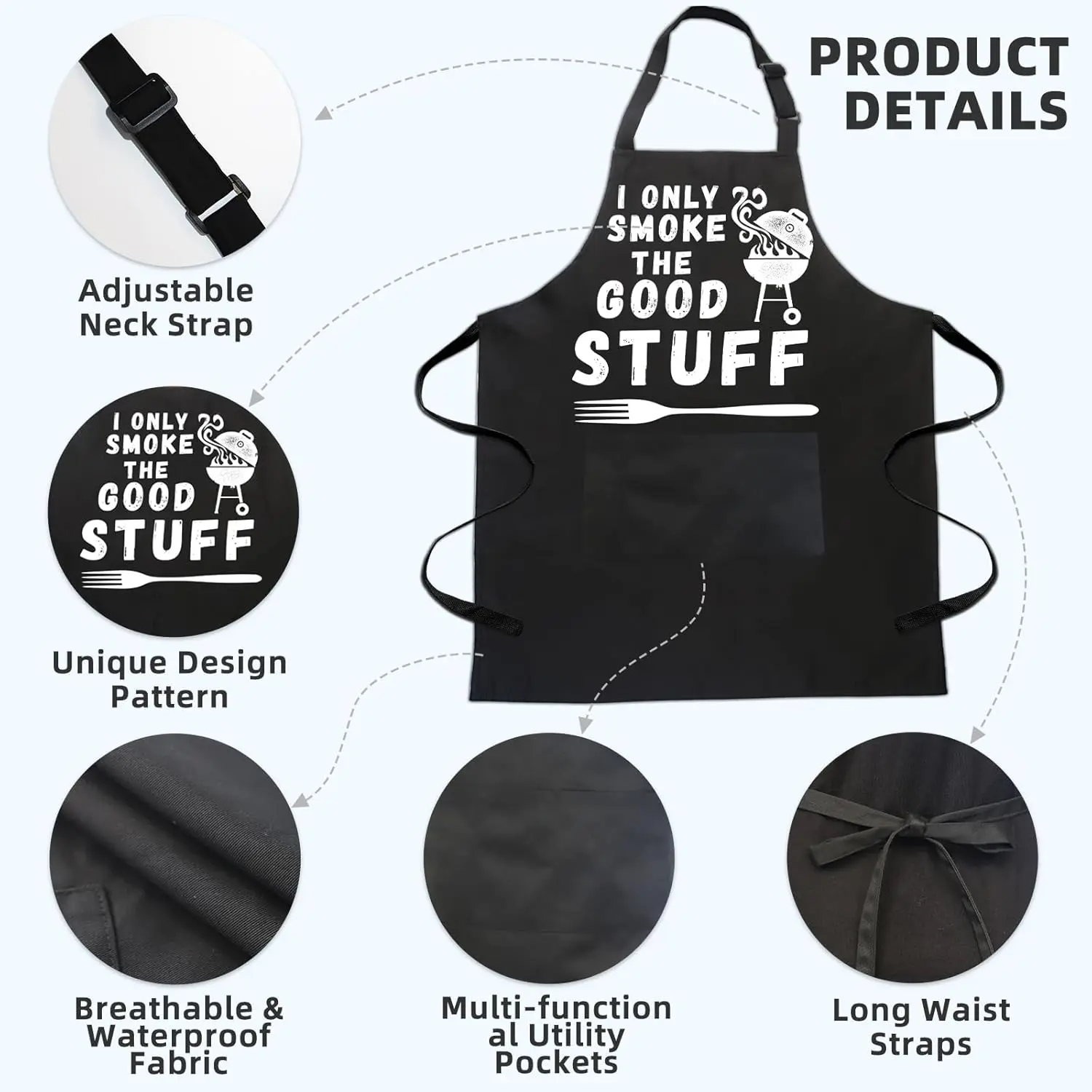 Funny Aprons for Men, BBQ Dad Apron with 2 Pockets Adjustable Neck Strap Cooking Grill Kitchen Aprons-Cool Father Birthday Christmas Gifts for Guys, Dad, Husband Workwear