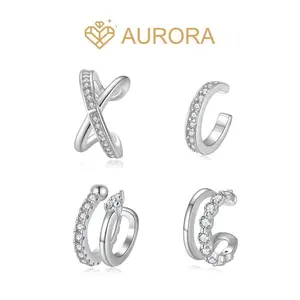 ��195 Astra Cuffs�� Cartilage earring 925 Sterling Silver Synthetic Moissanite Ear Cuff Set No Piercing Clip On Earrings for Women Minimalist Fashion Gift