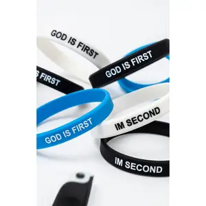 6 Pack "God Is First / I'm Second" Silicone Wristbands, Christian Faith Bracelets Set