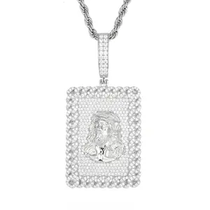 【#P523】UCCIYO 18K Gold-Plated Square Jesus Pendant with Lab-Grown Moissanite S925 Sterling Silver Synthetic Moissanite Pendant Necklace for Women Men Hip Hop Jewelry Gift summerwins