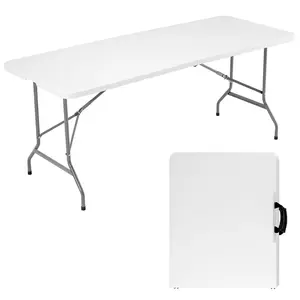 Plastic Folding Table Outdoor Indoor Heavy Duty Portable Table with Carrying Handle for Camping Picnic Party
