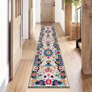 1 piece of luxurious Moroccan carpet, suitable for hotels, cafes, and homes--gold diamond pattern luxury runner rug, machine washable, non-slip, soft and comfortable (suitable for corridors, kitchens, and game rooms)