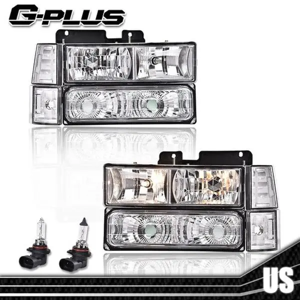 G-PLUS Headlights for 1994-1998 GMC C10 C/K Sierra Suburban Yukon Chrome Headlights Left+Right New