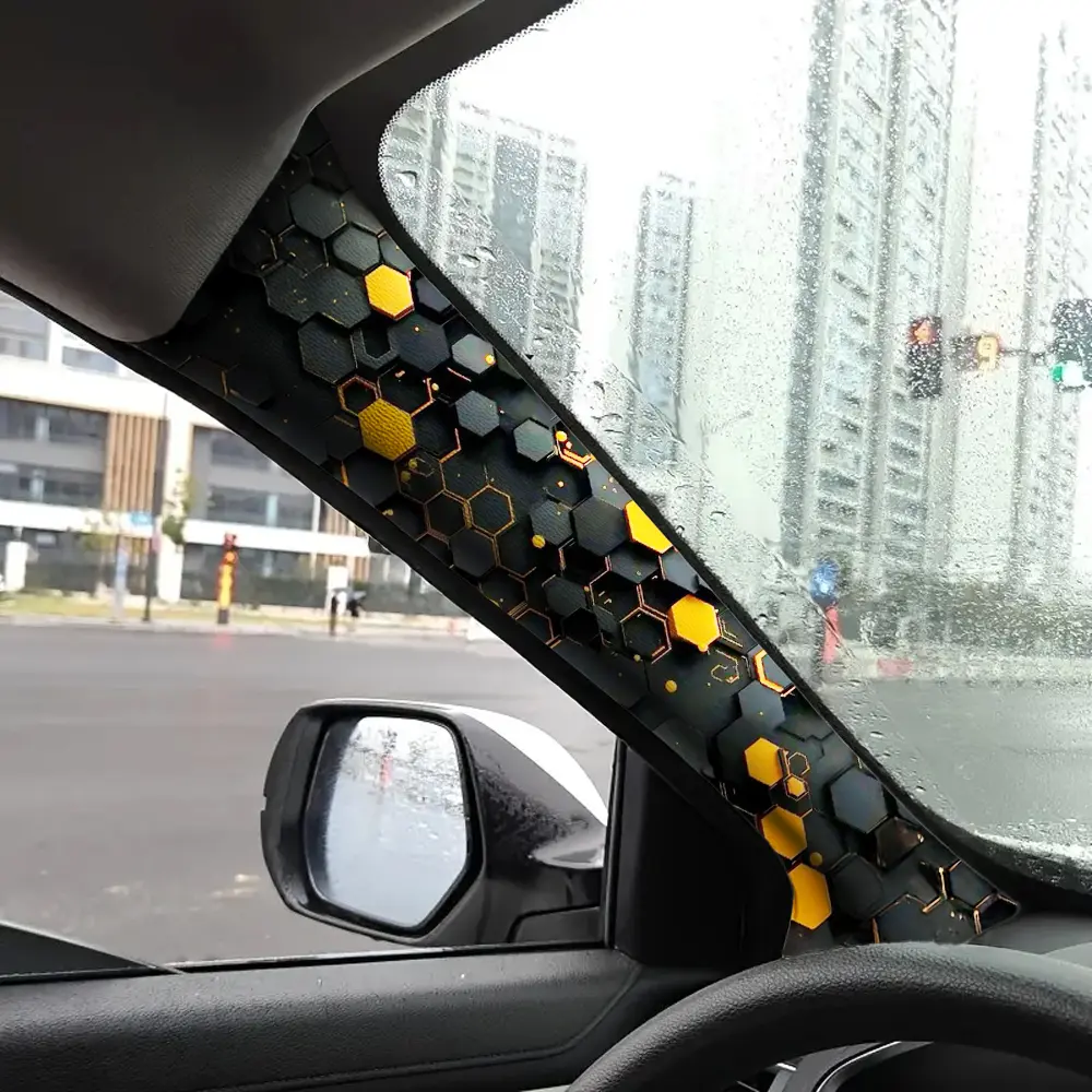 Jdm a Pillar Modification Upgrade, Geometric Hexagon Pattern Self-Adhesive Elastic Patch, Universal Fit, Sticker for Cars, Decal for Cars