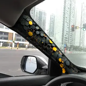 Jdm a Pillar Modification Upgrade, Geometric Hexagon Pattern Self-Adhesive Elastic Patch, Universal Fit, Sticker for Cars