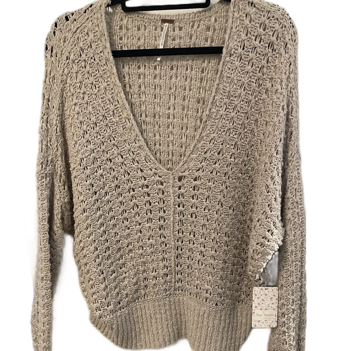 Free People Beige Loose Knit Sweester