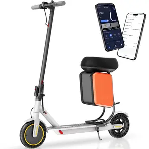Electric Scooter for Adults 350W/500W Motor Up to 22 Miles Long Range 8.5"/10 Solid Tires 265 lbs Load Capacity Foldable Commuting e-Scooter with Dual Braking System and App Max Powerful Pro Commuter Safety Features Electronic Brake Drum Brake Seat
