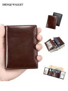 Genuine Leather Classic Men's Wallets Multiple Card Slots for Document Storage Business Bank Credit Card Holders Photo Folder New Outings in Spring and Summer Travel,Daily Use,Thanksgiving,Gift for Dad&Husband