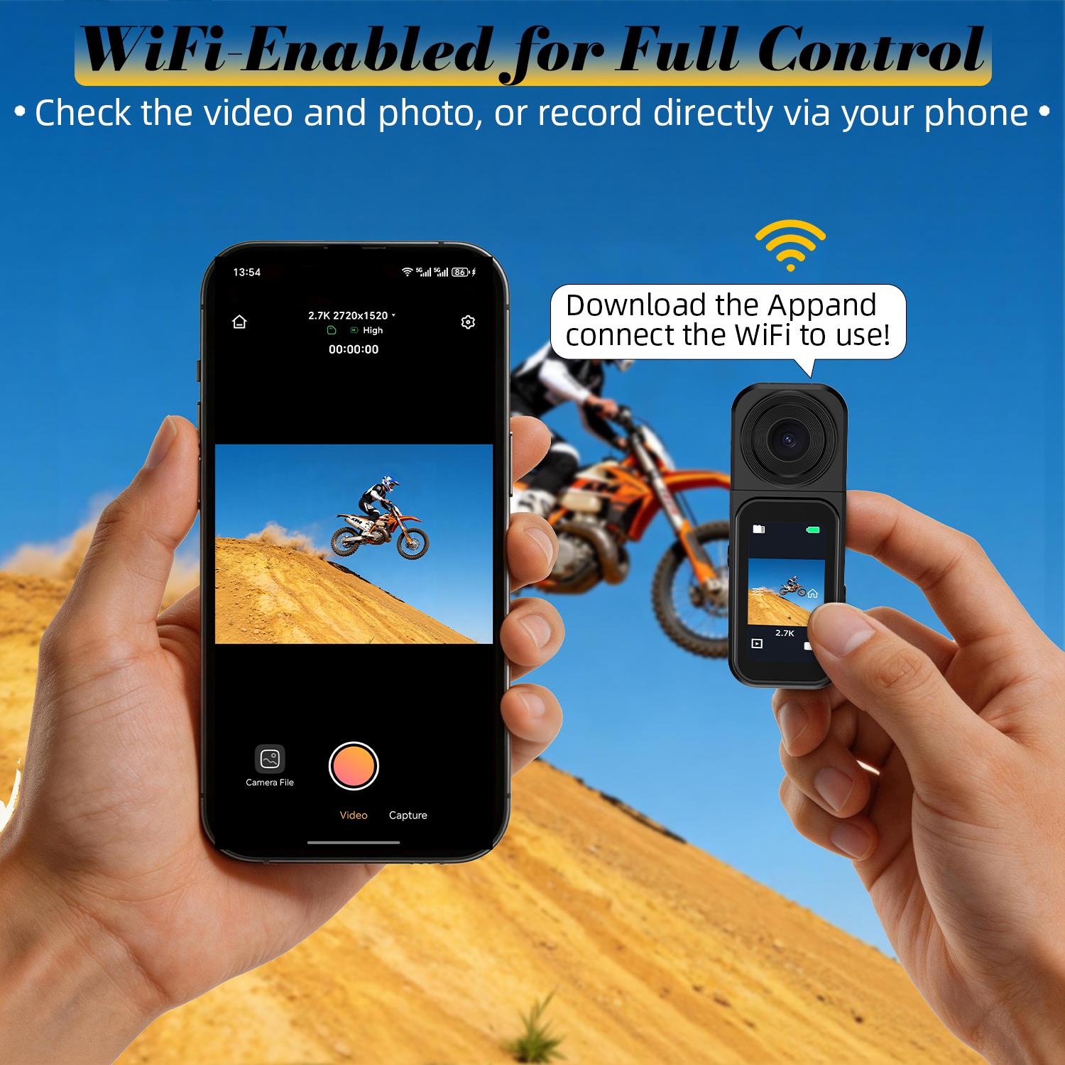 Mini Action Camera 2.7K | 32G Thumb Sports Camera with EIS Stabilization, Wearable POV Chest Camera, for Running, Cycling,Hiking, Outdoor Adventures