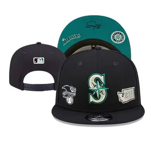 New Era Seattle Mariners Baseball 9FIFTY Hat – Black Snapback Cap Featuring Teal Compass Logo, 1977 Side Patch And Classic MLB Collector