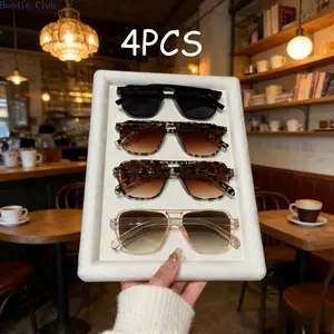 4 Pack Unisex Y2K Aviator Sunglasses for Men & Women, Vintage Square Pilot Shades with Double Bridge, Lightweight Durable Eyewear for Summer Beach, Music Festivals, Driving & Streetwear Fashion biking photochromic cycling lens smart audio glass telescope