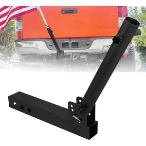 Adjustable Hitch Mount Flagpole Holder, Universal Fit for 2" Hitch Receivers, Truck Flag Pole Mount Kit Compatible with Jeep, SUV, RV, Pickup, and Camper Trailer