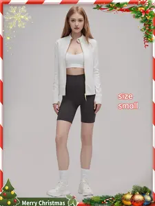 Women's Gold Zipper Tight-Fitting Jacket Long Sleeve Sports Casual Fitness Outerwear, Yoga Wear, Slim Fit, Comfortable and Stylish